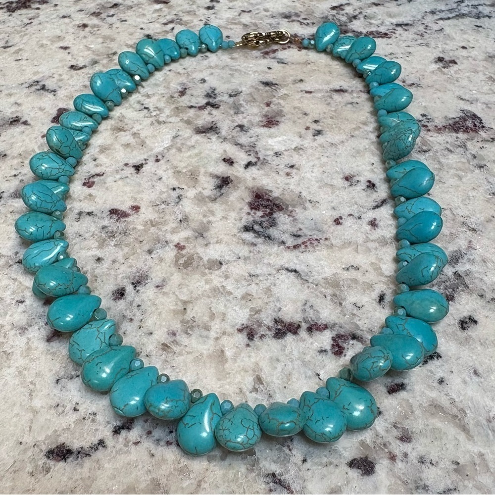 Handmade Blue Teardrop Turquoise Necklace - Picture 2 of 6